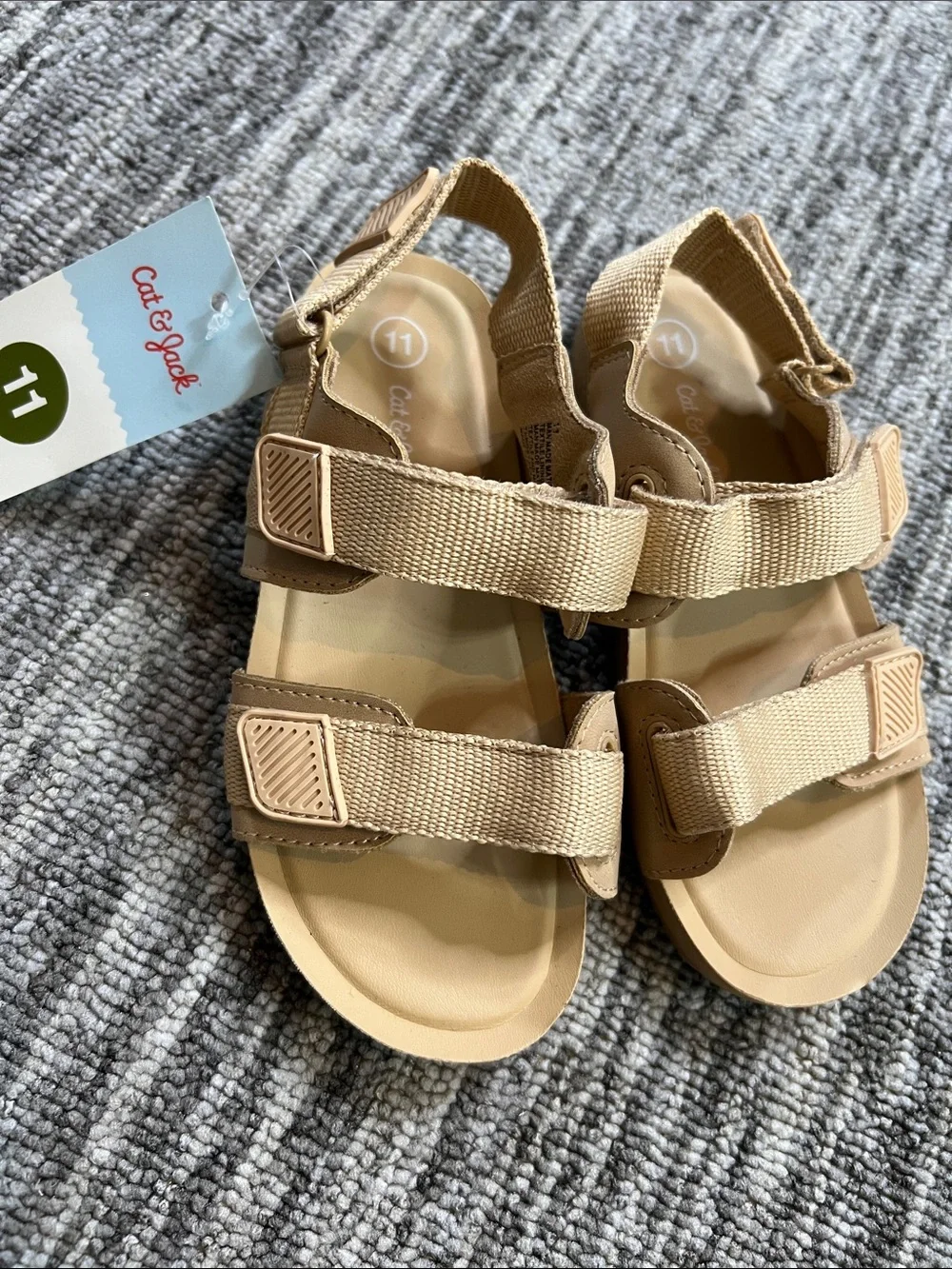 Cat & Jack Beige Hook-and-Loop Kids Sandals Size 11